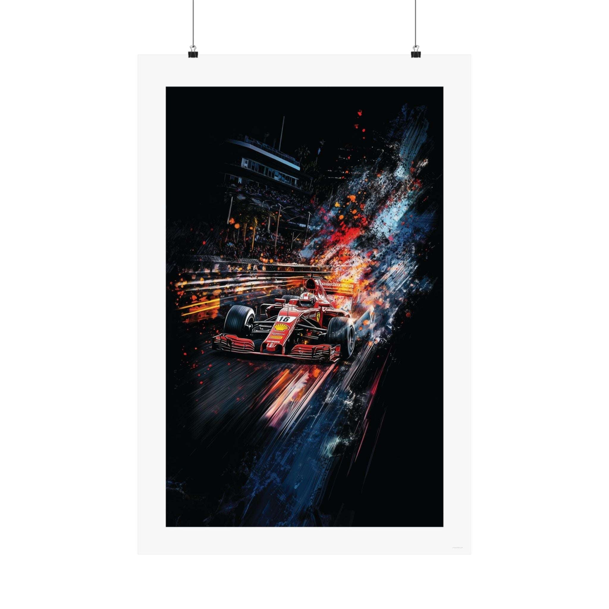 Formula 16 gallery print, formula one race car, grand prix race, race track